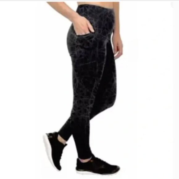 SPYDER Active Jogger Stretch Tights Leggings ProWeb Side Pockets L Black #326B - Picture 1 of 7